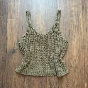 Moon & Madison Olive Khaki Crochet Tank Top – Women’s Small